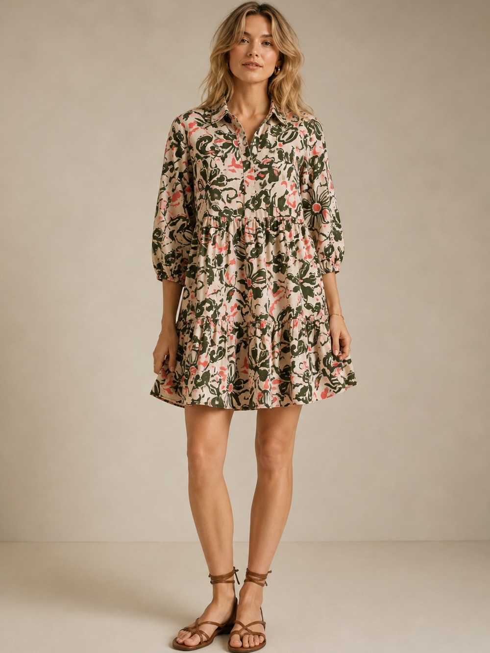 Maeve Anthropologie The Bettina Tiered Mini Shirt Dress
